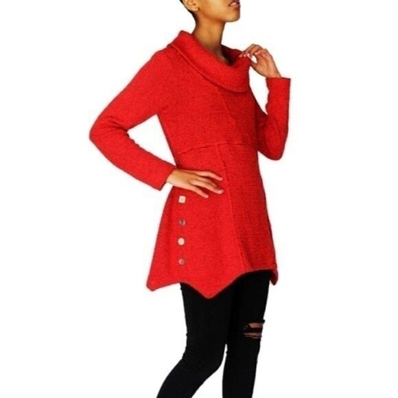 SOFT SURROUNDINGS Cowl Neck Sweater Light Gray Button Detail Size XS - Picture 3 of 11